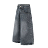 Starry Denim Bermuda Shorts Distressed Wash Colorful Accents