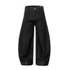 High Street Vintage Washed Raw Denim Wide Leg Curved Jeans