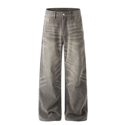 Faded Grey Vintage Wash Wide-Leg Jeans