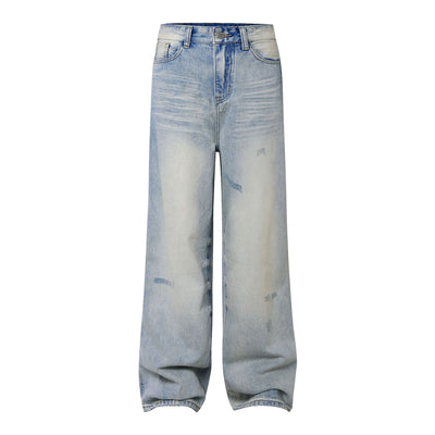 Vintage Light Wash Wide Leg High Street Casual Denim