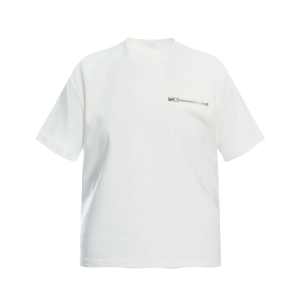 American Streetwear Deconstructed Zip Slim Solid Tee