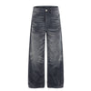 Faded Grey Vintage Wash Wide-Leg Jeans