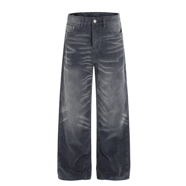Faded Grey Vintage Wash Wide-Leg Jeans