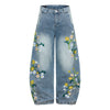 Vintage Slub Embroidered Curved Blade Relaxed Jeans