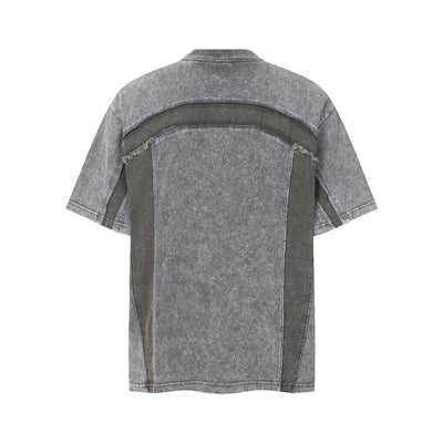 Patchwork Vintage Washed Short Sleeve Cotton Tee