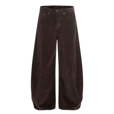 Dark Brown Wide Leg Relaxed Corduroy Pants