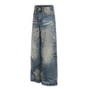 Distressed Paint Splatter High Waist Wide Leg Jeans