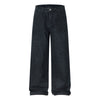 Vintage Washed Leopard Print Relaxed Wide Jeans