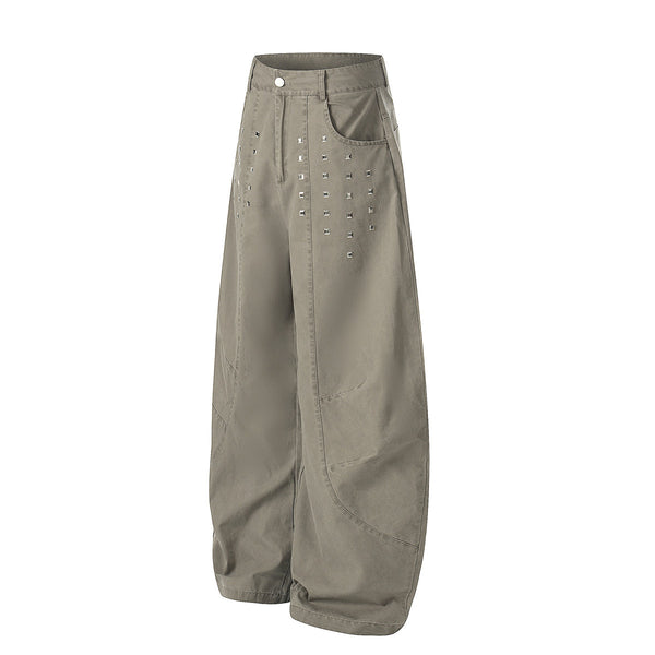 Square Stud Detail Wide Leg Pants