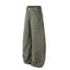Olive Wide Leg Pants Star Cross Embroidery Details