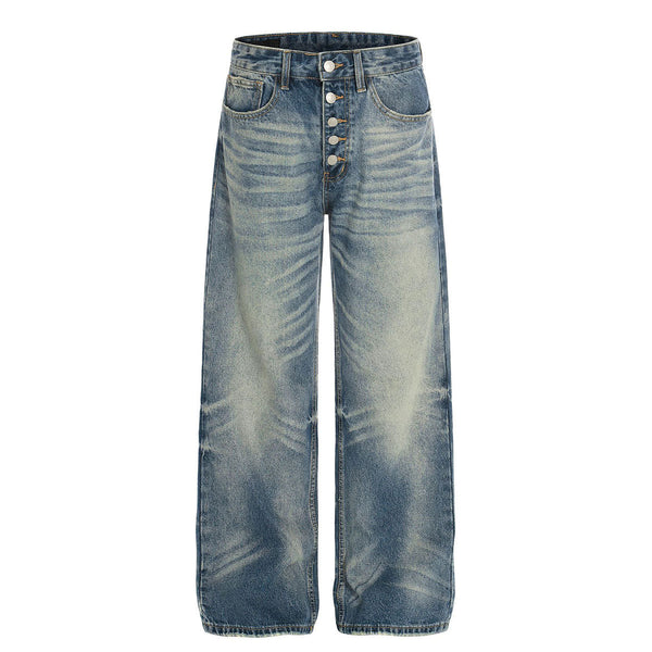 Light Wash Wide Leg Button Front Denim