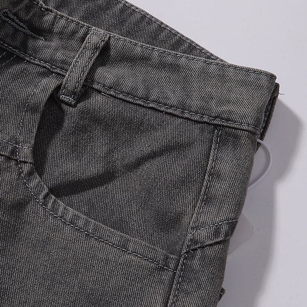 Wide Leg Black Bold Letter Print Jeans