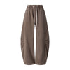Vintage Washed Curved Panel Wide Drawstring Pants