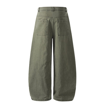Olive Wide Leg Pants Star Cross Embroidery Details