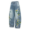 Vintage Slub Embroidered Curved Blade Relaxed Jeans