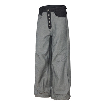 Vintage-Inspired High-End Button Wide-Leg Denim Pants