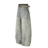 Leopard Print Belt Vintage Wide Leg Distressed Denim