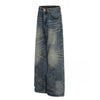 Vintage Dark Wash Faded Wide Denim