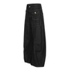 Black Wide Leg Contrast Stitch Denim Pants