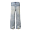 Vintage Light Wash Wide Leg High Street Casual Denim
