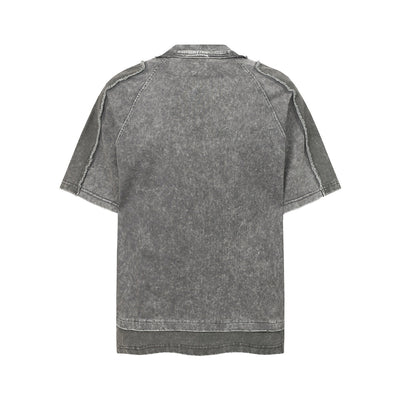 Vintage Washed Patchwork Short Sleeve Chest Pocket Tee