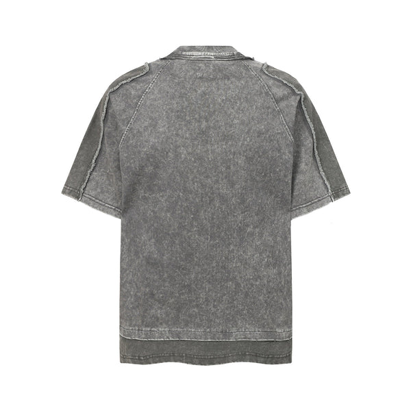 Vintage Washed Patchwork Short Sleeve Chest Pocket Tee