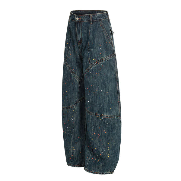 Paint Splatter American High Street Wide Denim