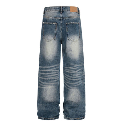 High Waist Wide Leg Distressed Faded Jeans