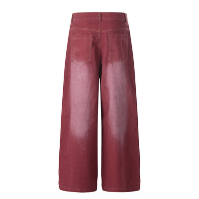 Rhinestone Star Print Vintage Washed Wide Leg Pants