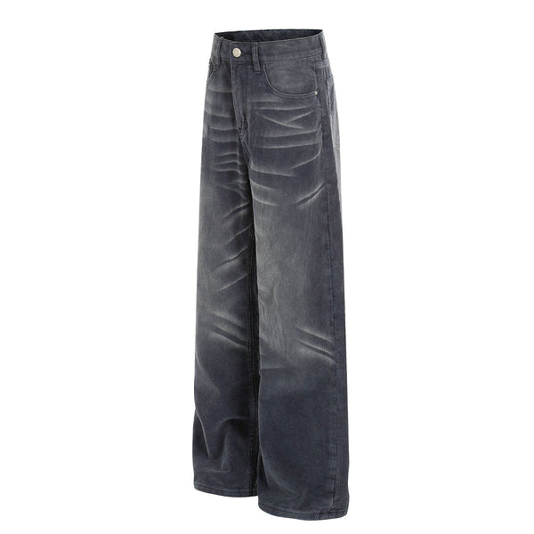 Faded Grey Vintage Wash Wide-Leg Jeans