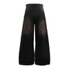 Artistic Brown Fade Geometric Stitching Black Denim Wide Leg Jeans