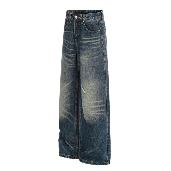 Vintage Light Wash Blue High Waist Wide Denim