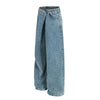 Asymmetrical Wide Leg Modern Light Wash Jeans