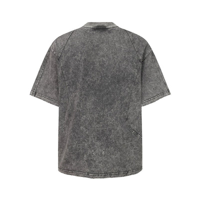Structural Panels Sleeve Zipper Vintage Washed Short Sleeve Tee