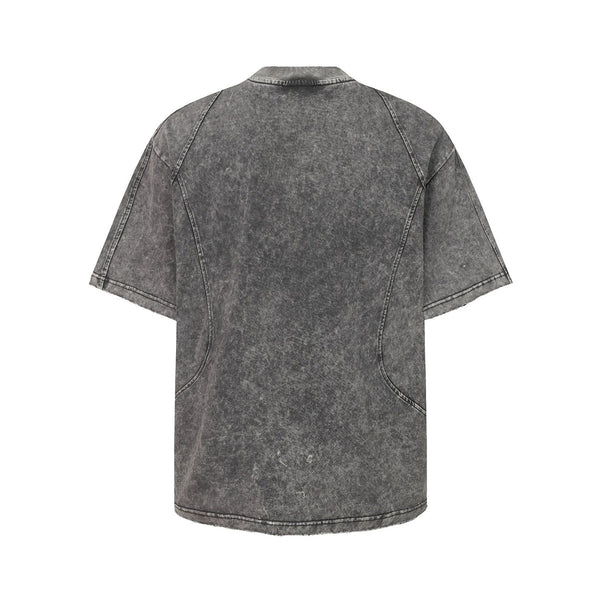 Structural Panels Sleeve Zipper Vintage Washed Short Sleeve Tee