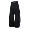 Premium Raw Denim Panel Stitch Wide-Leg Jeans