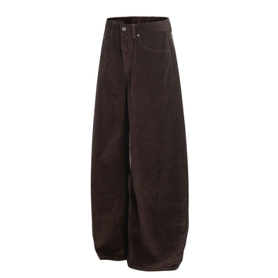 Dark Brown Wide Leg Relaxed Corduroy Pants