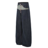 Patchwork Curved Wide-Leg Raw Denim Premium Jeans