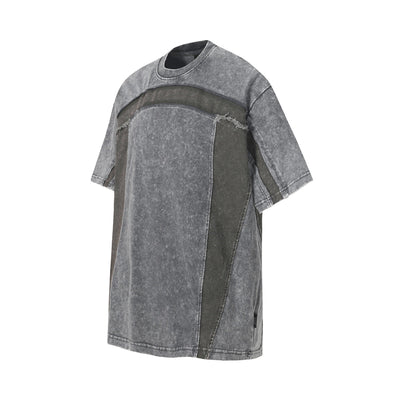 Patchwork Vintage Washed Short Sleeve Cotton Tee