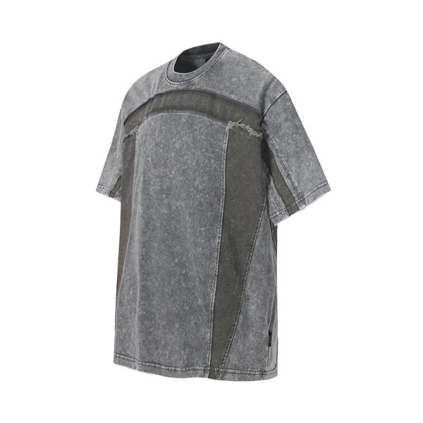 Patchwork Vintage Washed Short Sleeve Cotton Tee