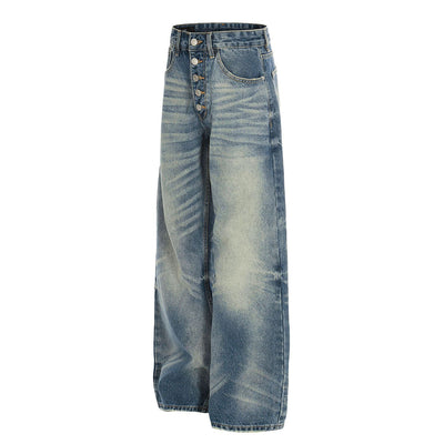 Light Wash Wide Leg Button Front Denim