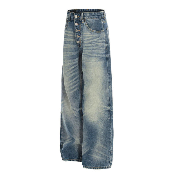 Light Wash Wide Leg Button Front Denim