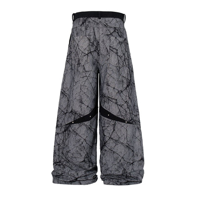 High Street RO Style Asymmetric Deconstructed Loose Wide Leg Jeans