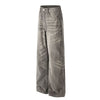 Faded Grey Vintage Wash Wide-Leg Jeans