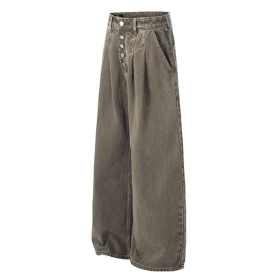 High-Waisted Wide-Leg Button Front Vintage Pants