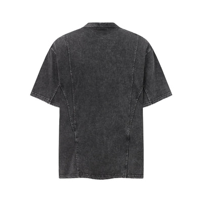 Vintage Washed Distressed Short Sleeve Panel Design Tee