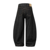 High Street Vintage Washed Raw Denim Wide Leg Curved Jeans