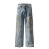 Grunge-Style Paint-Splatter Baggy Jeans