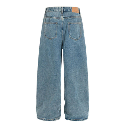 Asymmetrical Wide Leg Modern Light Wash Jeans