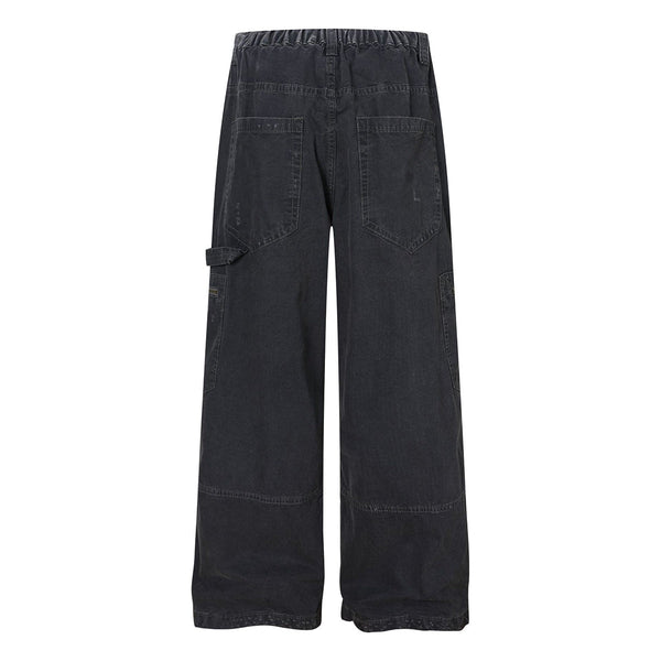 Washed Solid Deconstructed Relaxed Stretch Cargo Pants